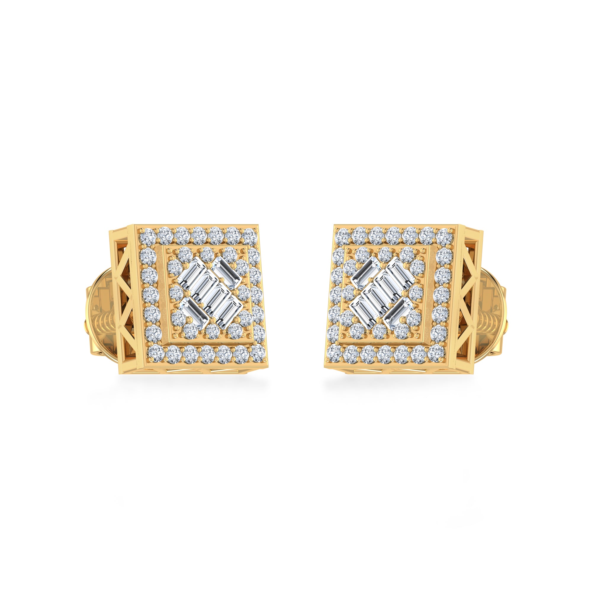 Lab Grown Diamond Square Halo Earrings 2