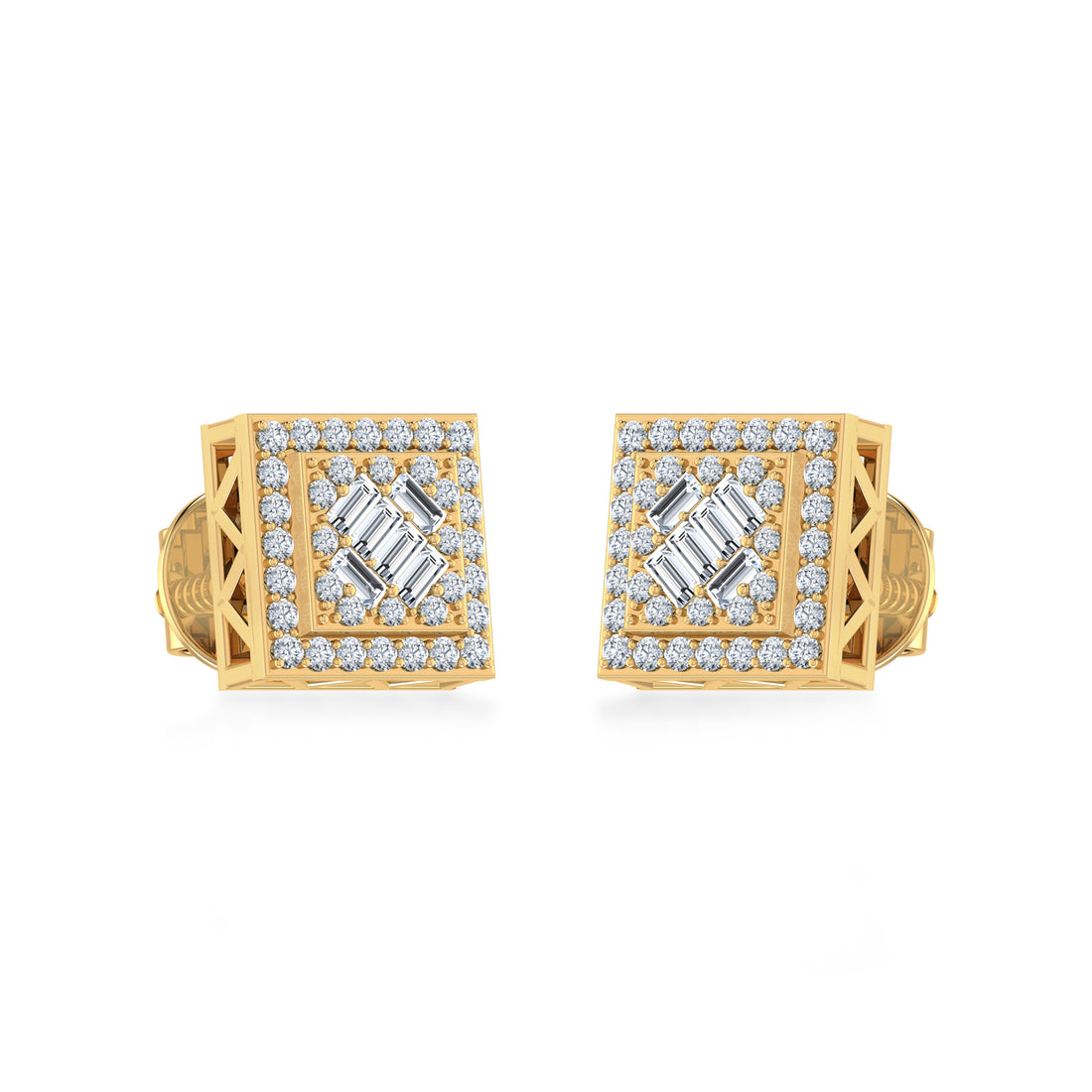 Lab Grown Diamond Square Halo Earrings 2
