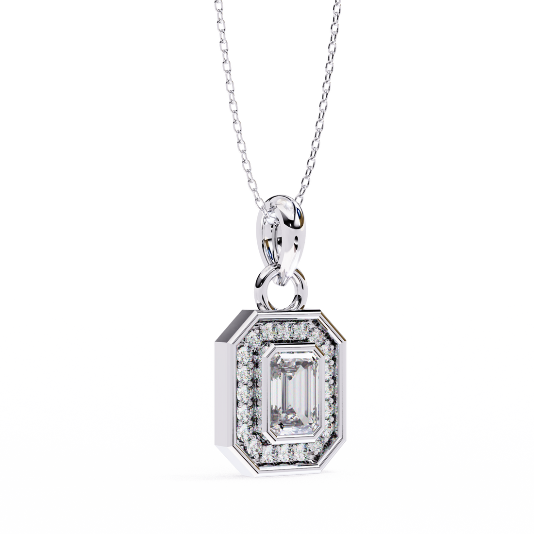 Lab Grown Emerald Halo Diamond pendant