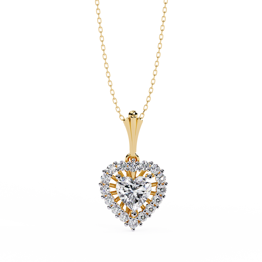 Lab Grown Halo Heart Diamond Pendant