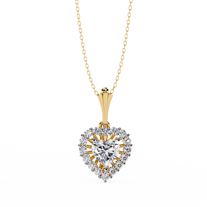 Lab Grown Halo Heart Diamond Pendant