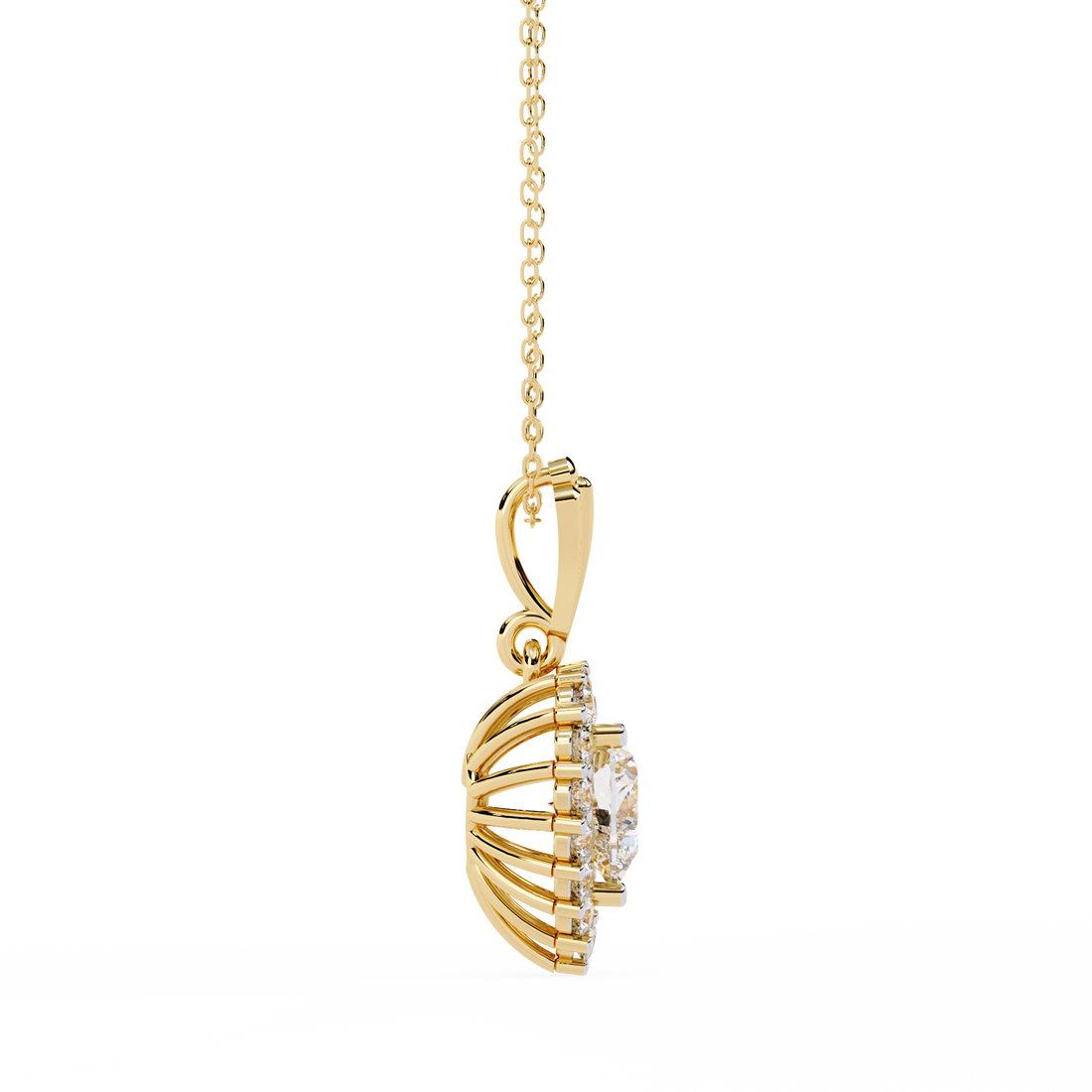 Lab Grown Halo Heart Diamond Pendant