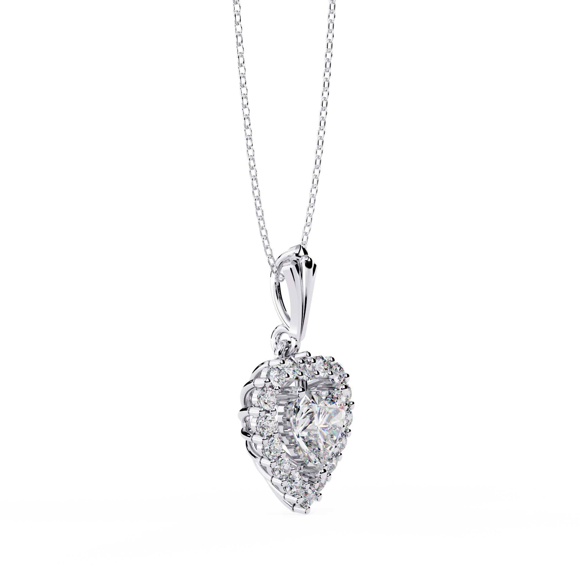 Lab Grown Halo Heart Diamond Pendant
