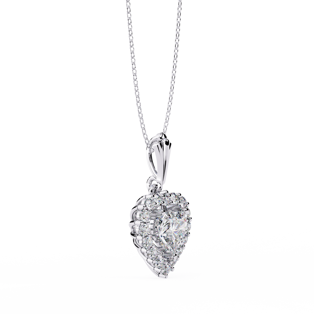 Lab Grown Halo Heart Diamond Pendant