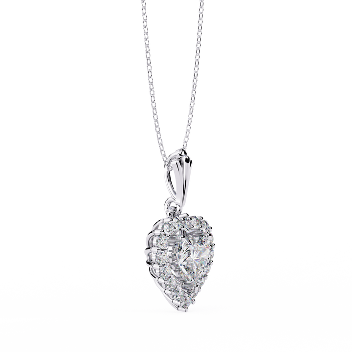 Lab Grown Halo Heart Diamond Pendant