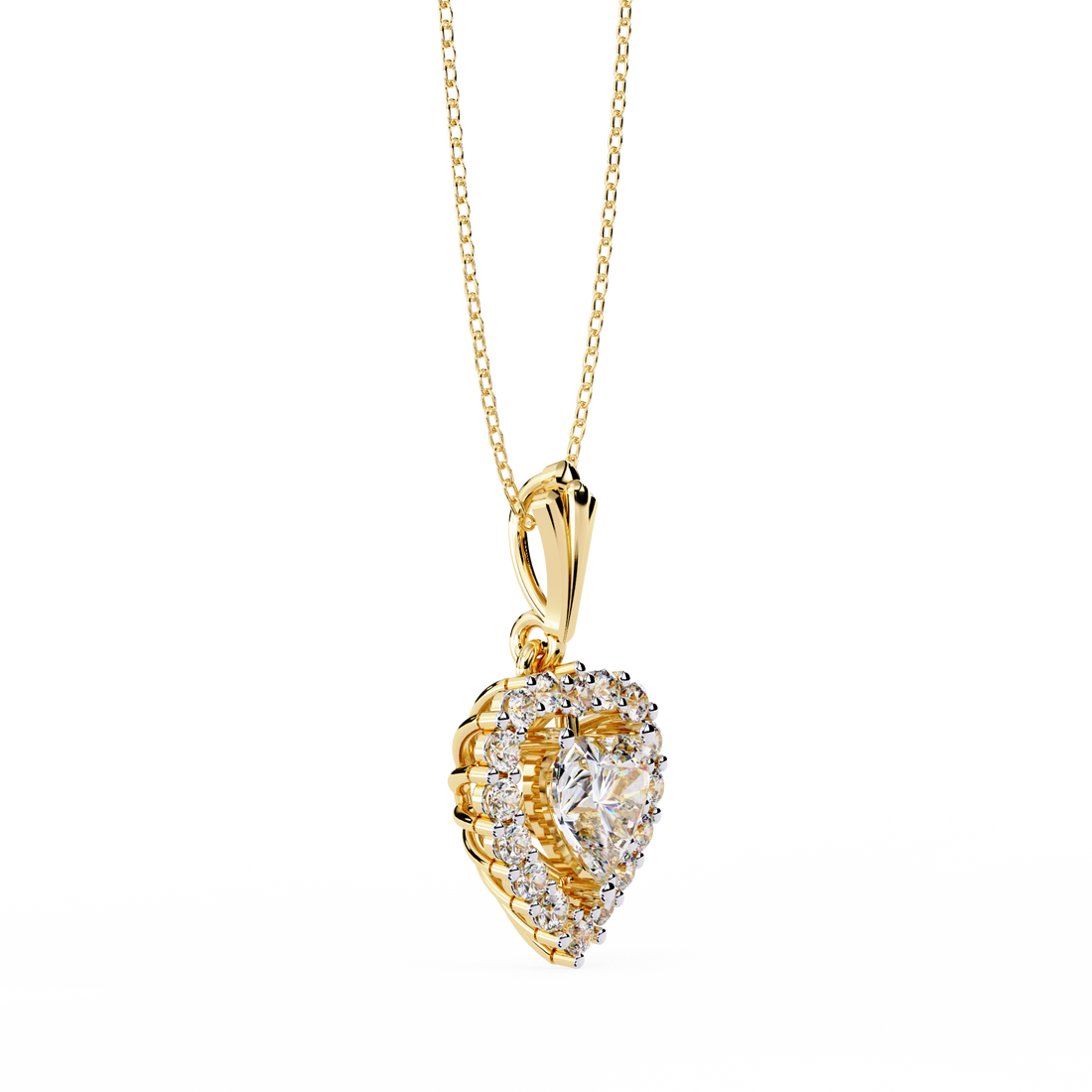 Lab Grown Halo Heart Diamond Pendant