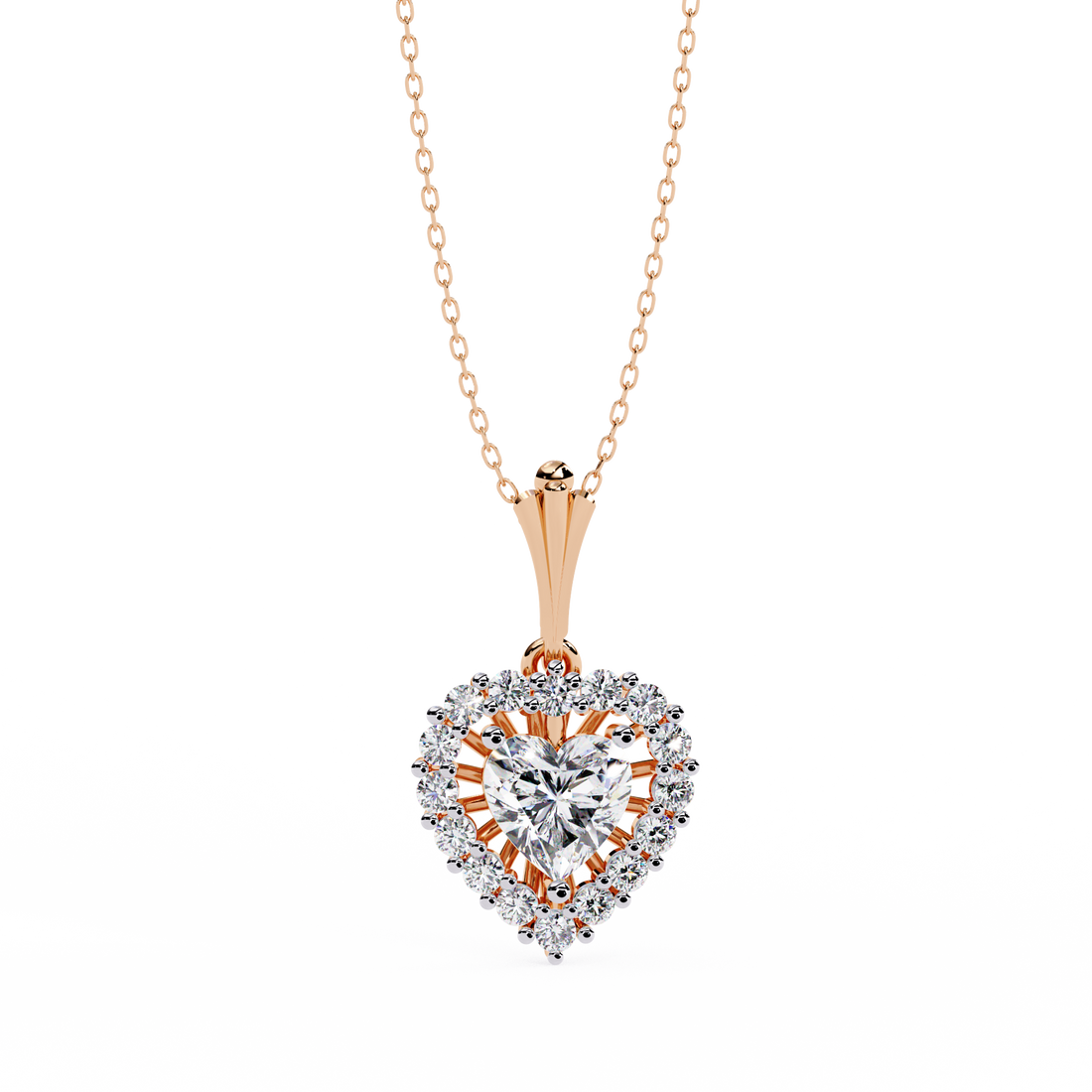 Lab Grown Halo Heart Diamond Pendant