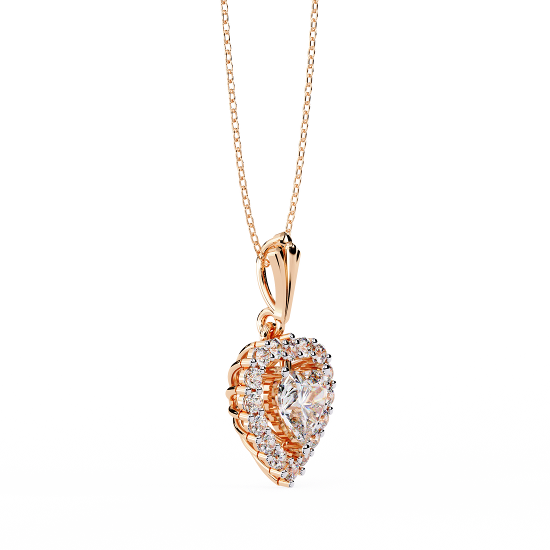 Lab Grown Halo Heart Diamond Pendant