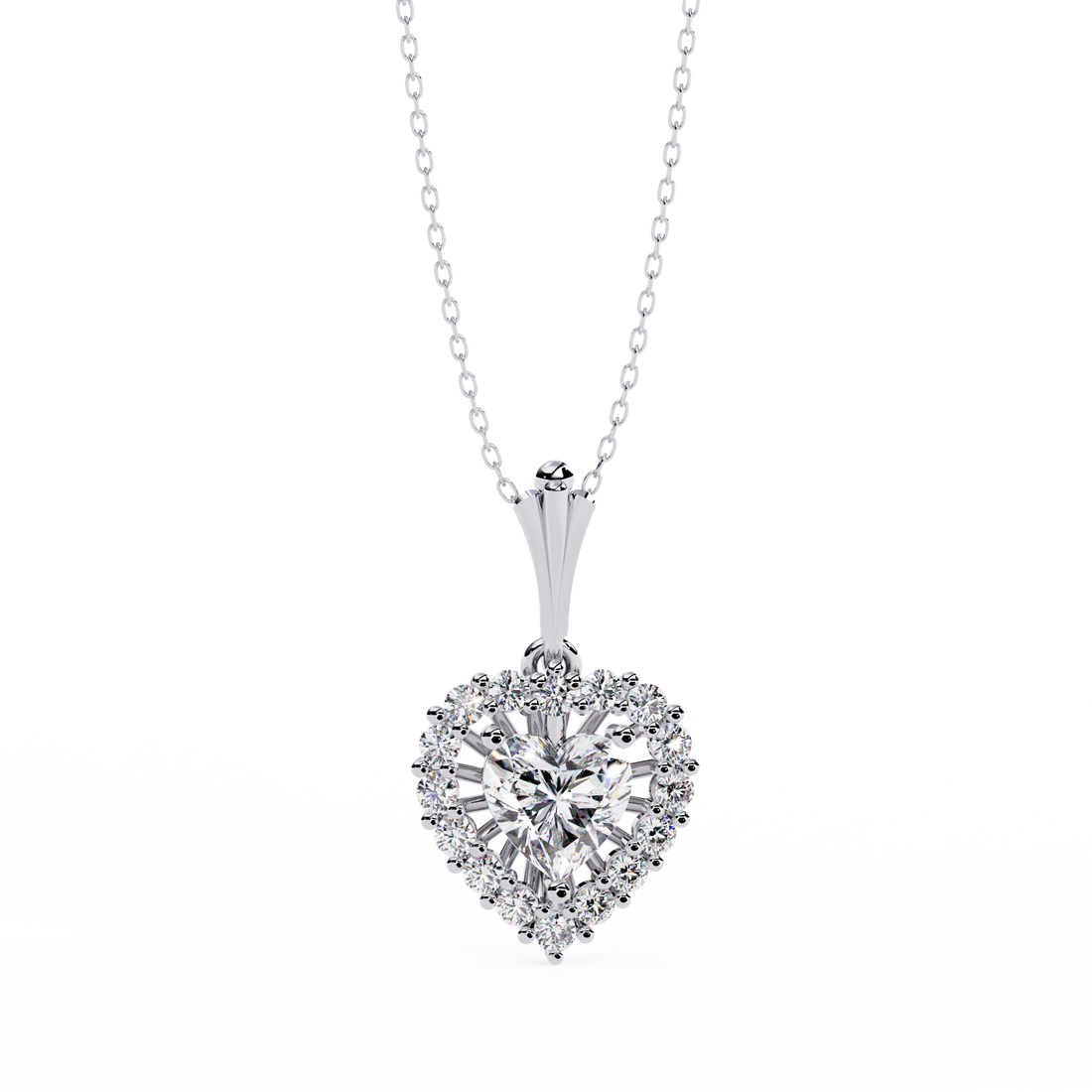 Lab Grown Halo Heart Diamond Pendant
