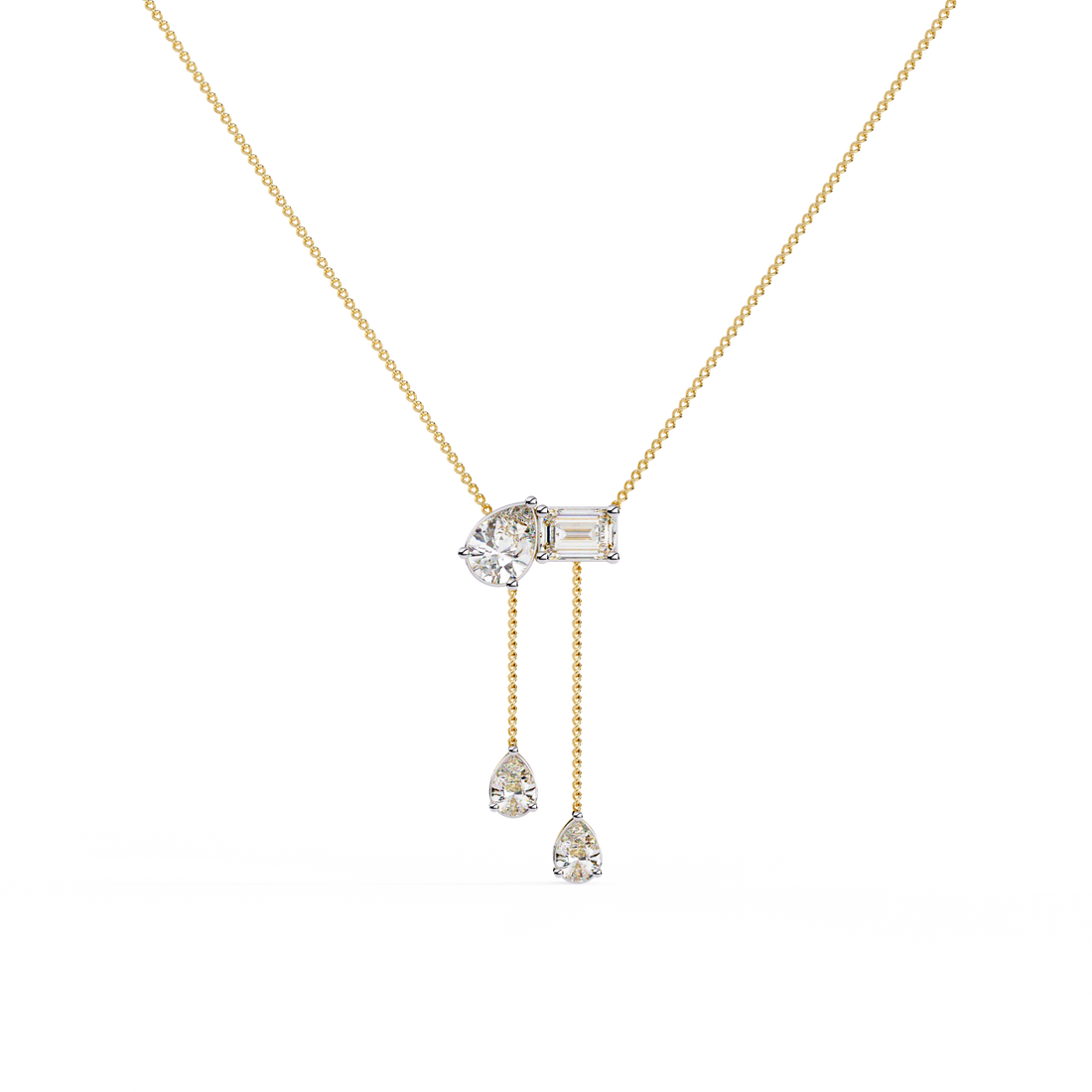 Lab Grown Mixed Cut Diamond Drop Necklace
