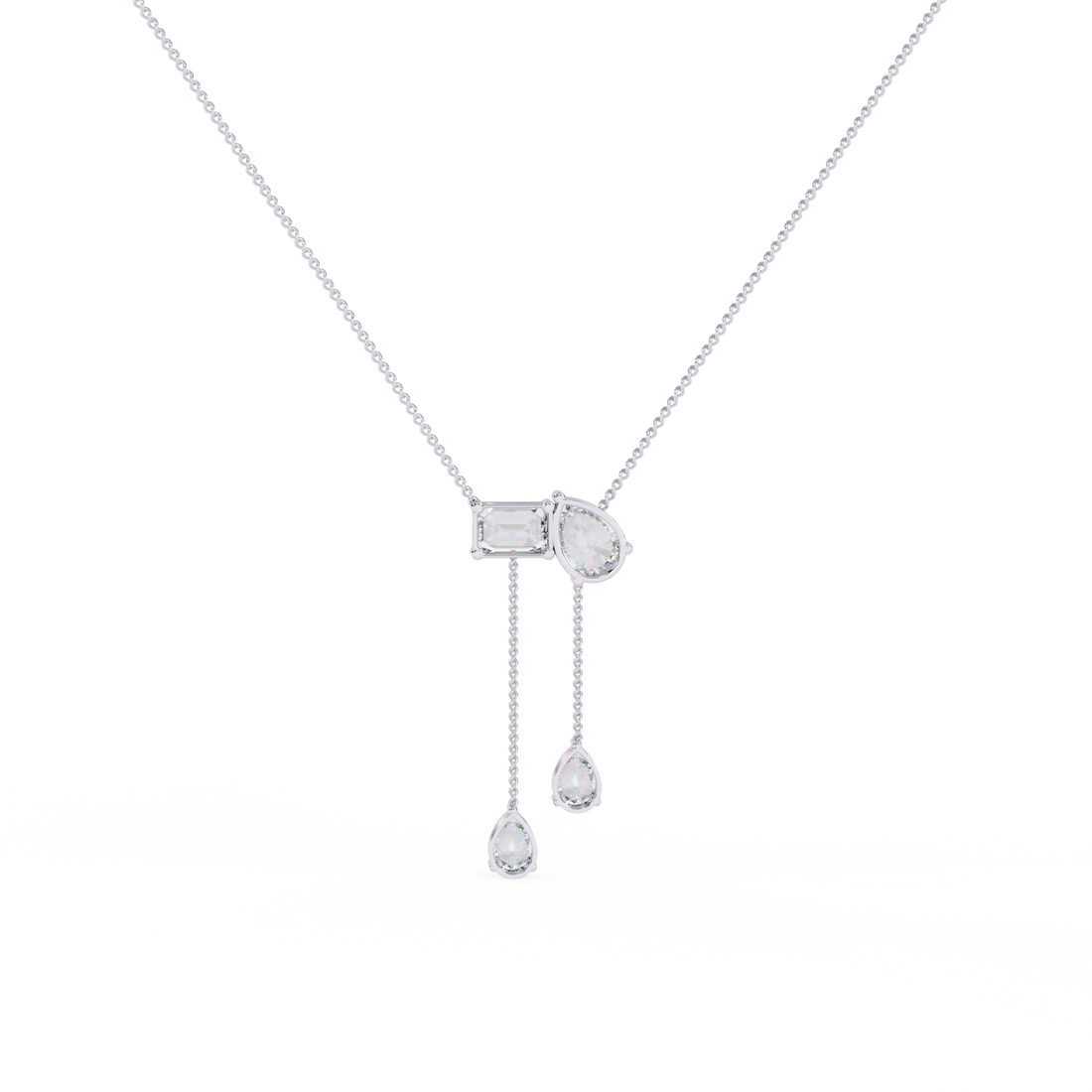Lab Grown Mixed Cut Diamond Drop Necklace