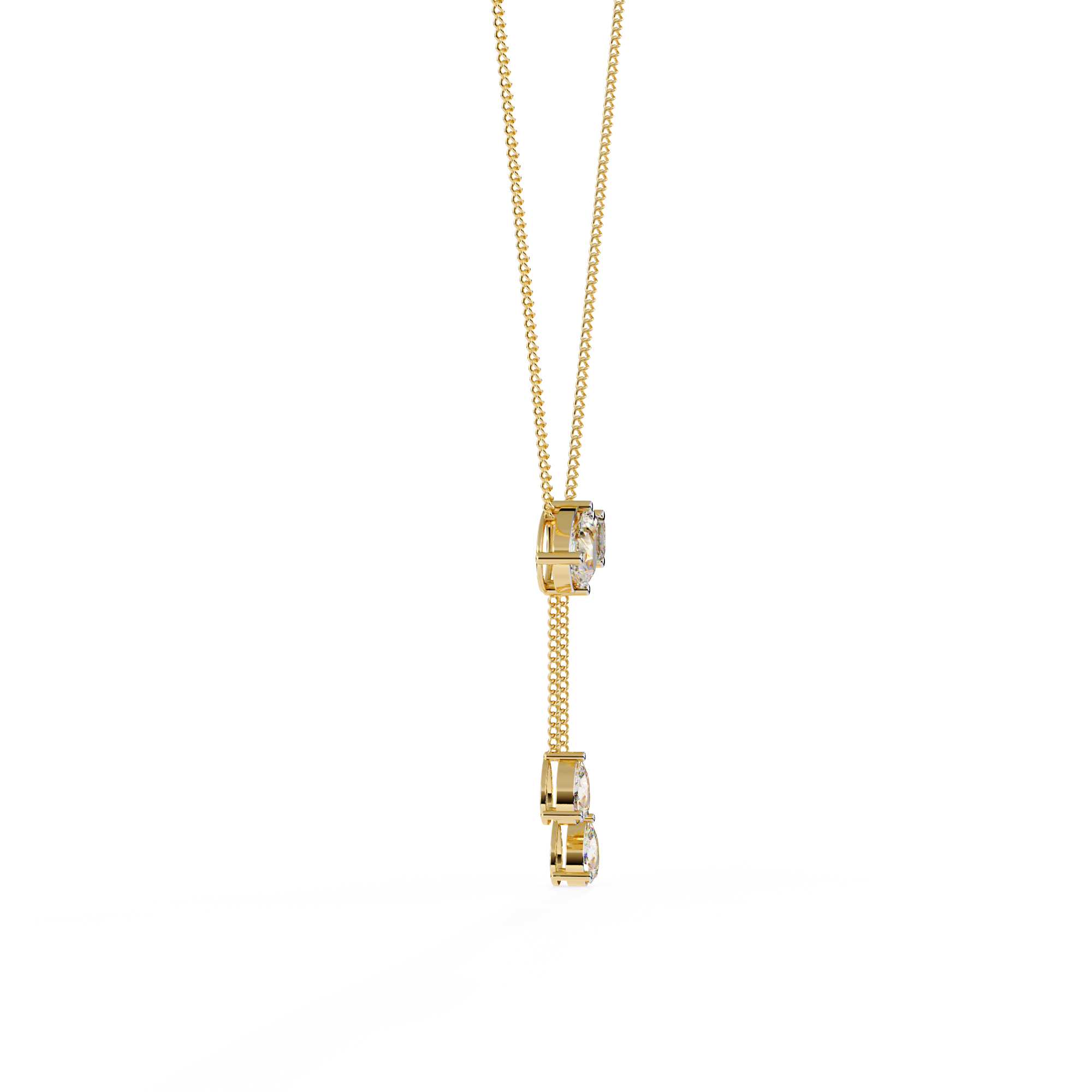 Lab Grown Mixed Cut Diamond Drop Necklace