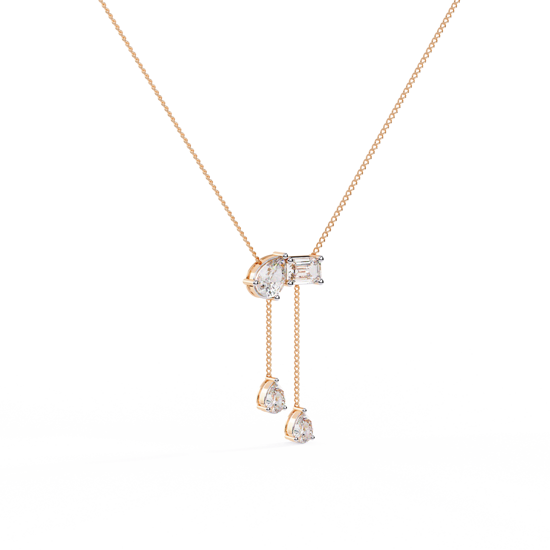 Lab Grown Mixed Cut Diamond Drop Necklace