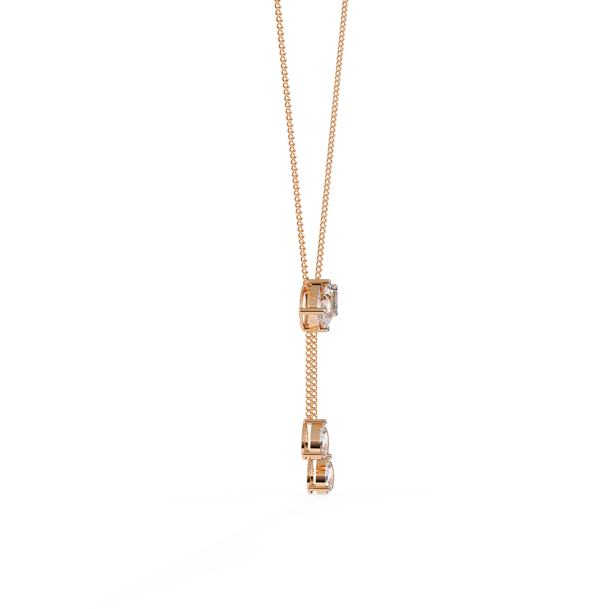 Lab Grown Mixed Cut Diamond Drop Necklace
