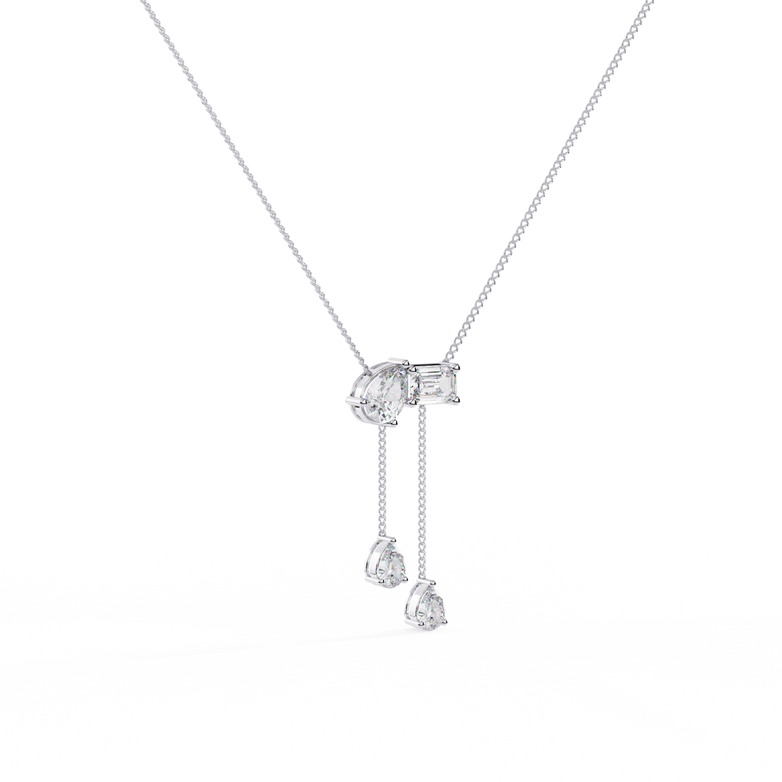 Lab Grown Mixed Cut Diamond Drop Necklace