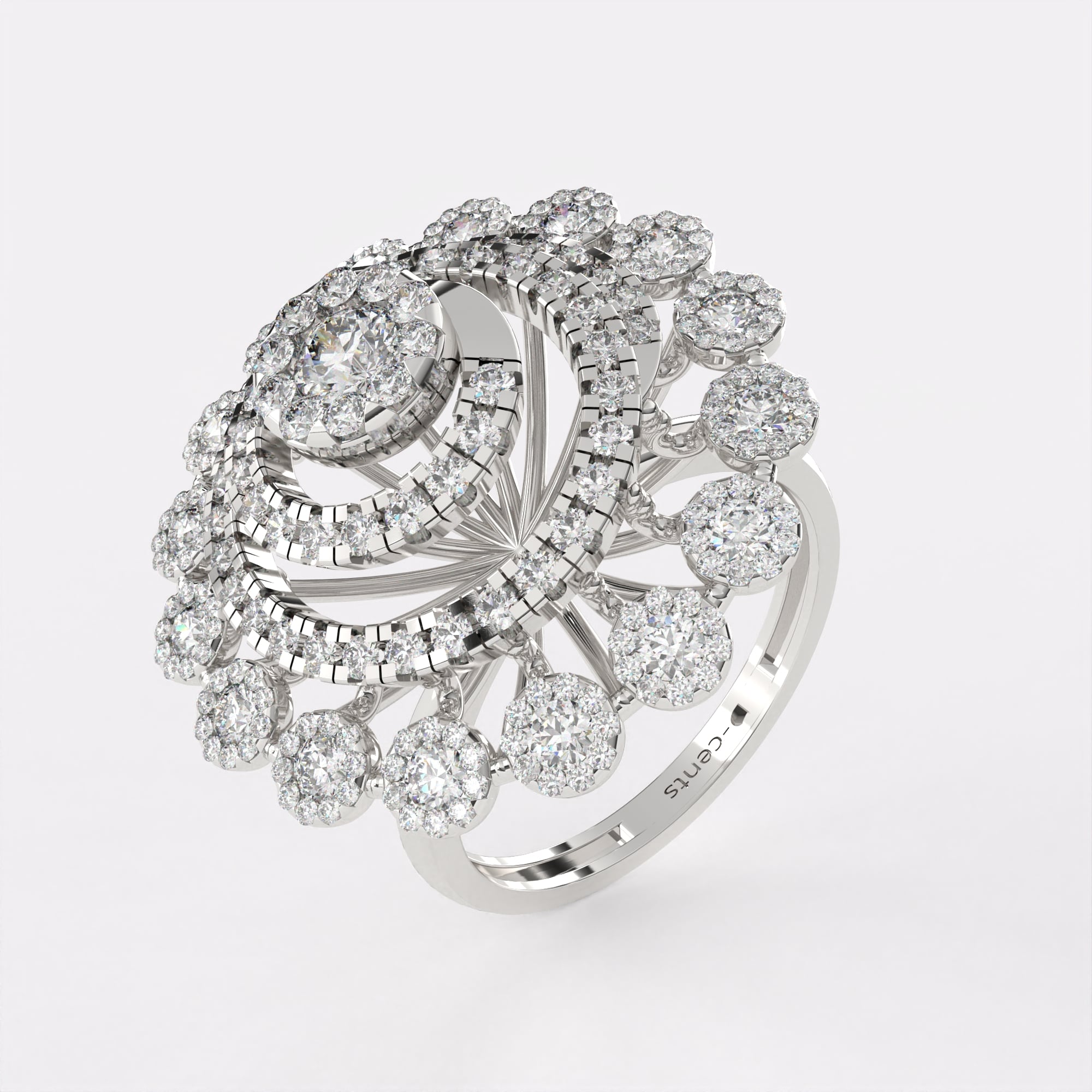 Layered Diamond Ring in 925 Silver
