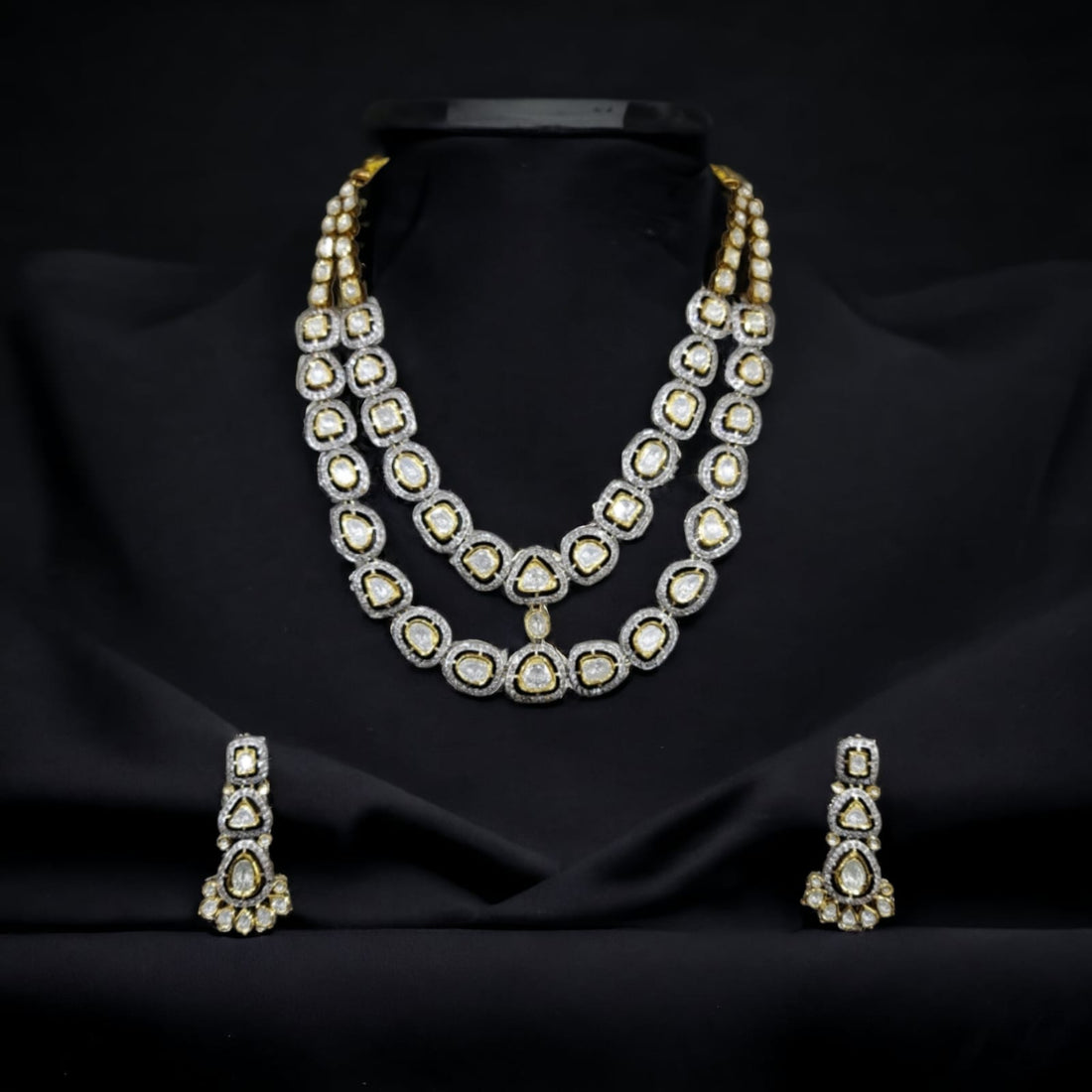 Layered Polki Statement Necklace & Earring Set