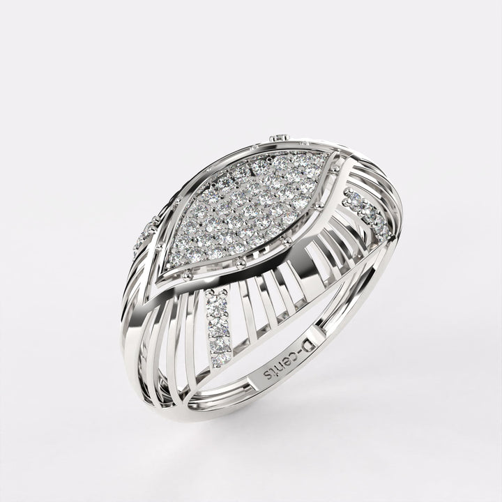 Layering Design Diamond Ring in 925 Silver