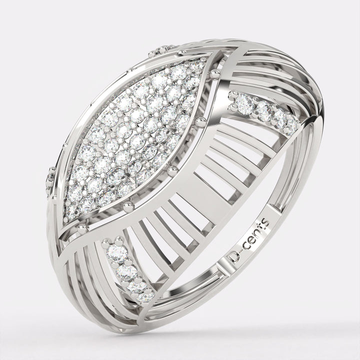 Layering Design Diamond Ring in 925 Silver