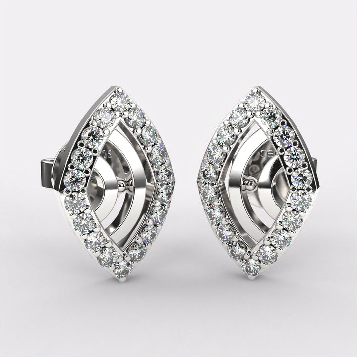 Linea Luxe Diamond Stud Earrings In 925 Silver
