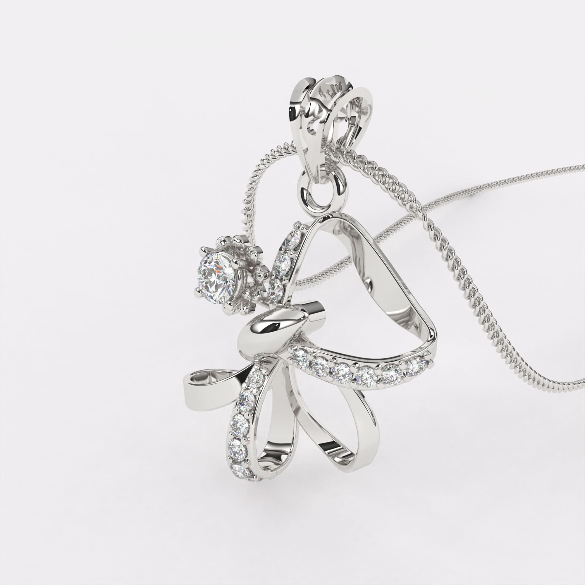 Luxe Solitaire Diamond Pendant In 925 Silver