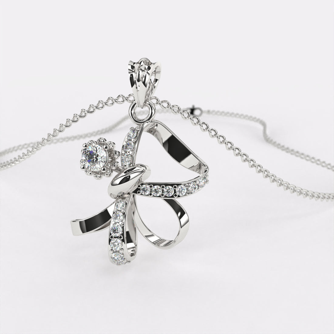 Luxe Solitaire Diamond Pendant In 925 Silver