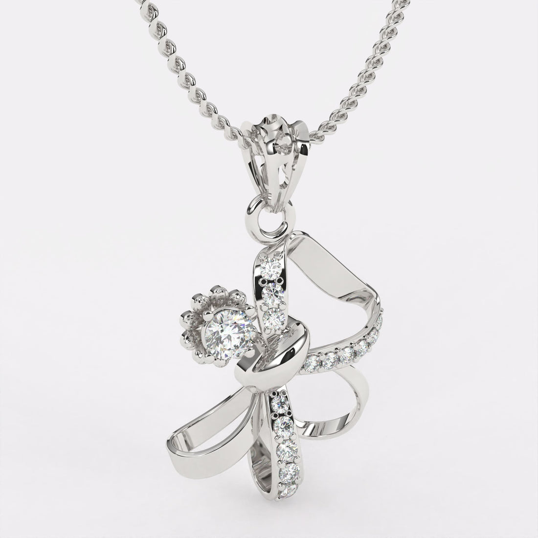 Luxe Solitaire Diamond Pendant In 925 Silver