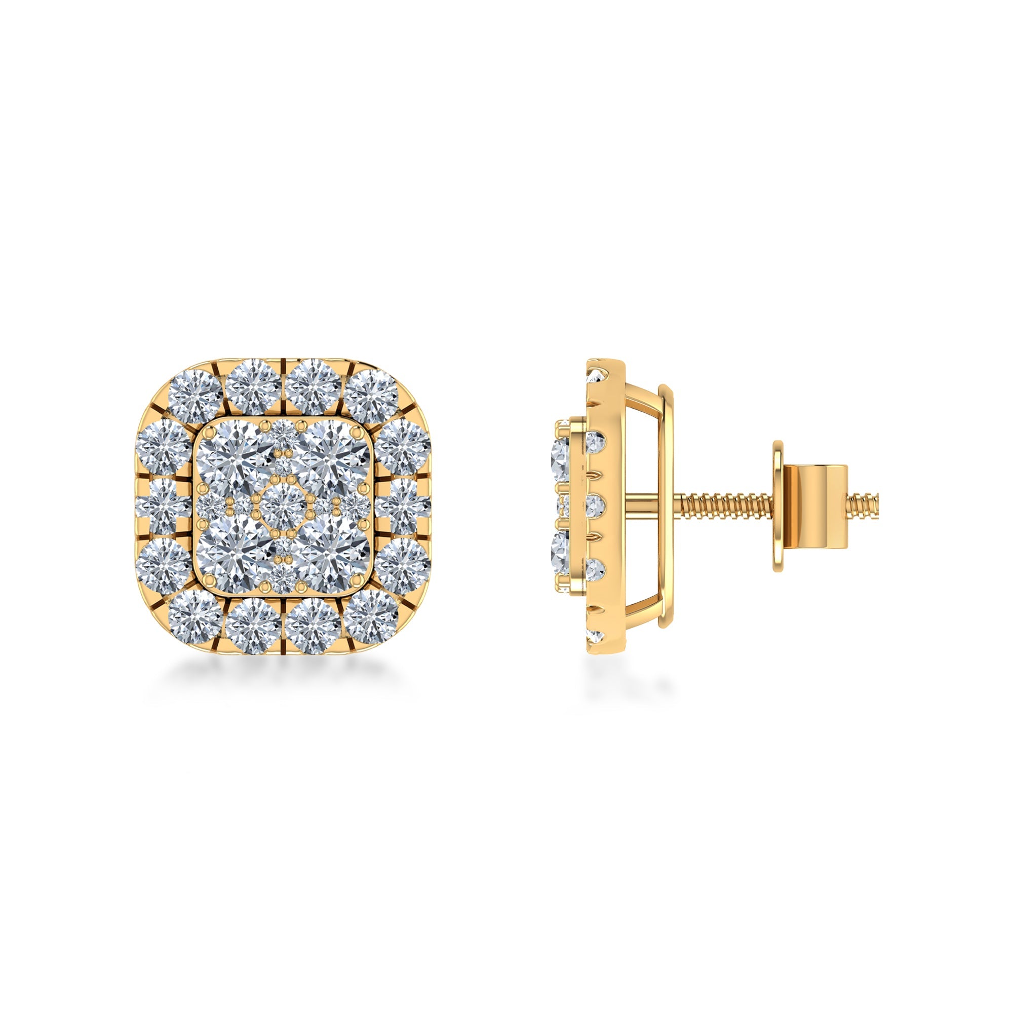 Luxury Cushion Cut Halo Lab Grown Diamond Earrings