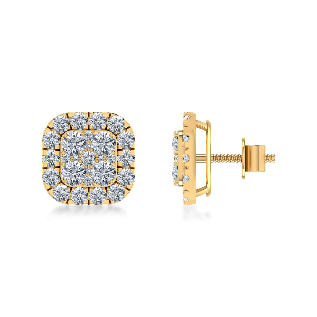 Luxury Cushion Cut Halo Lab Grown Diamond Earrings