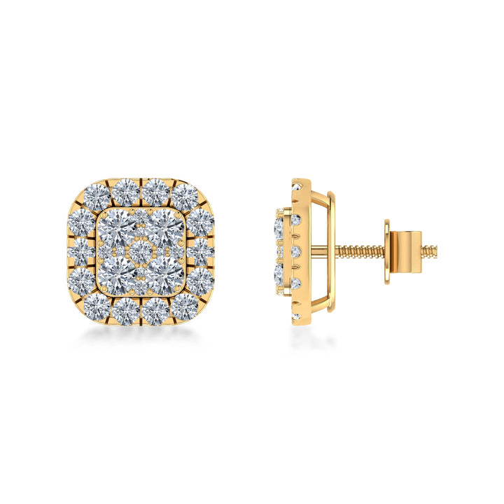 Luxury Cushion Cut Halo Lab Grown Diamond Earrings
