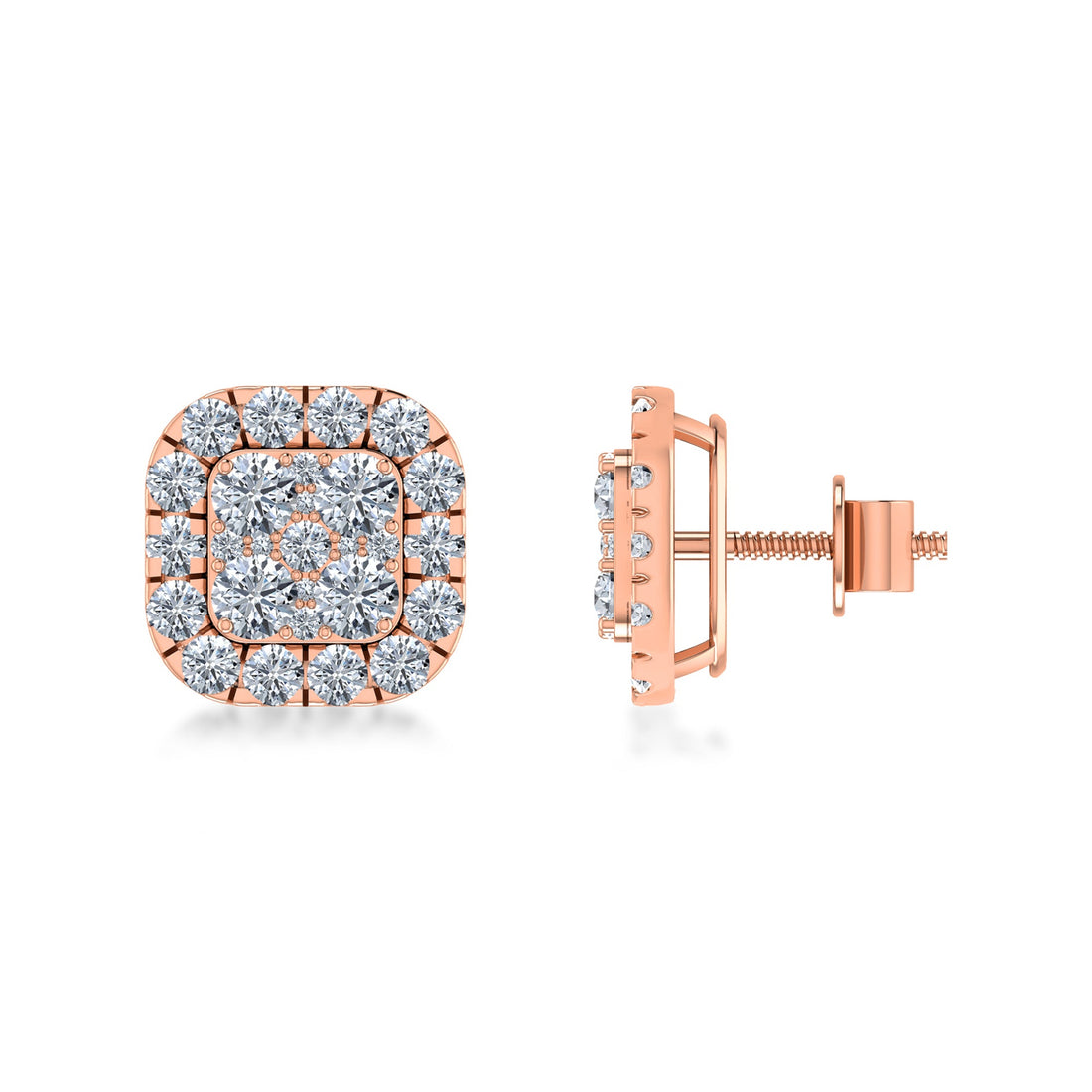 Luxury Cushion Cut Halo Lab Grown Diamond Earrings