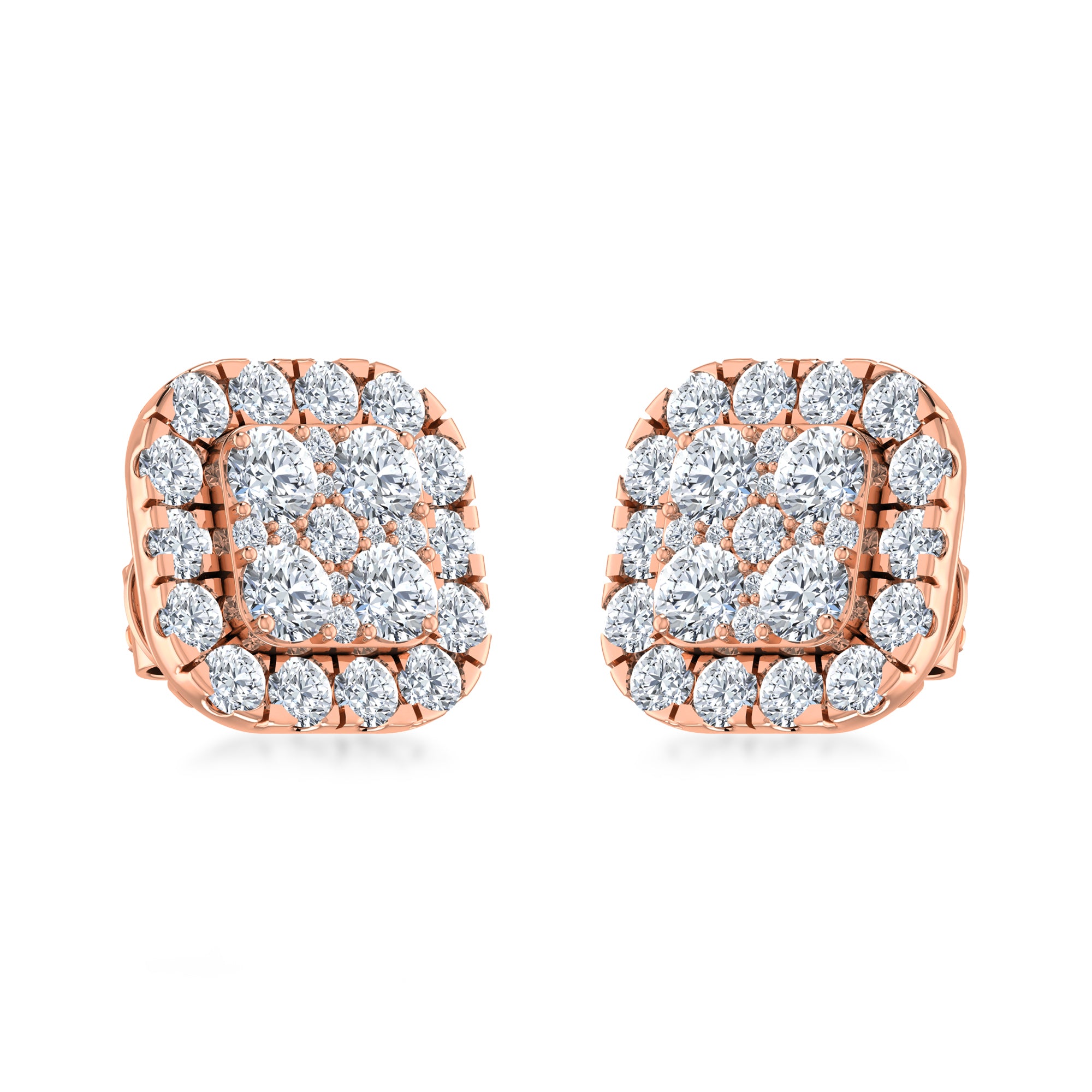 Luxury Cushion Cut Halo Lab Grown Diamond Earrings