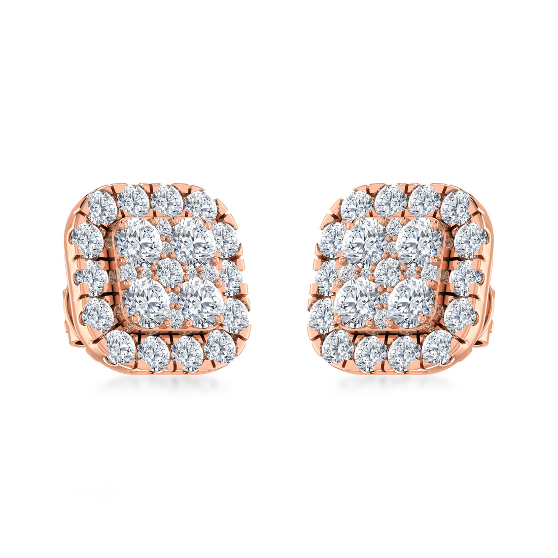 Luxury Cushion Cut Halo Lab Grown Diamond Earrings