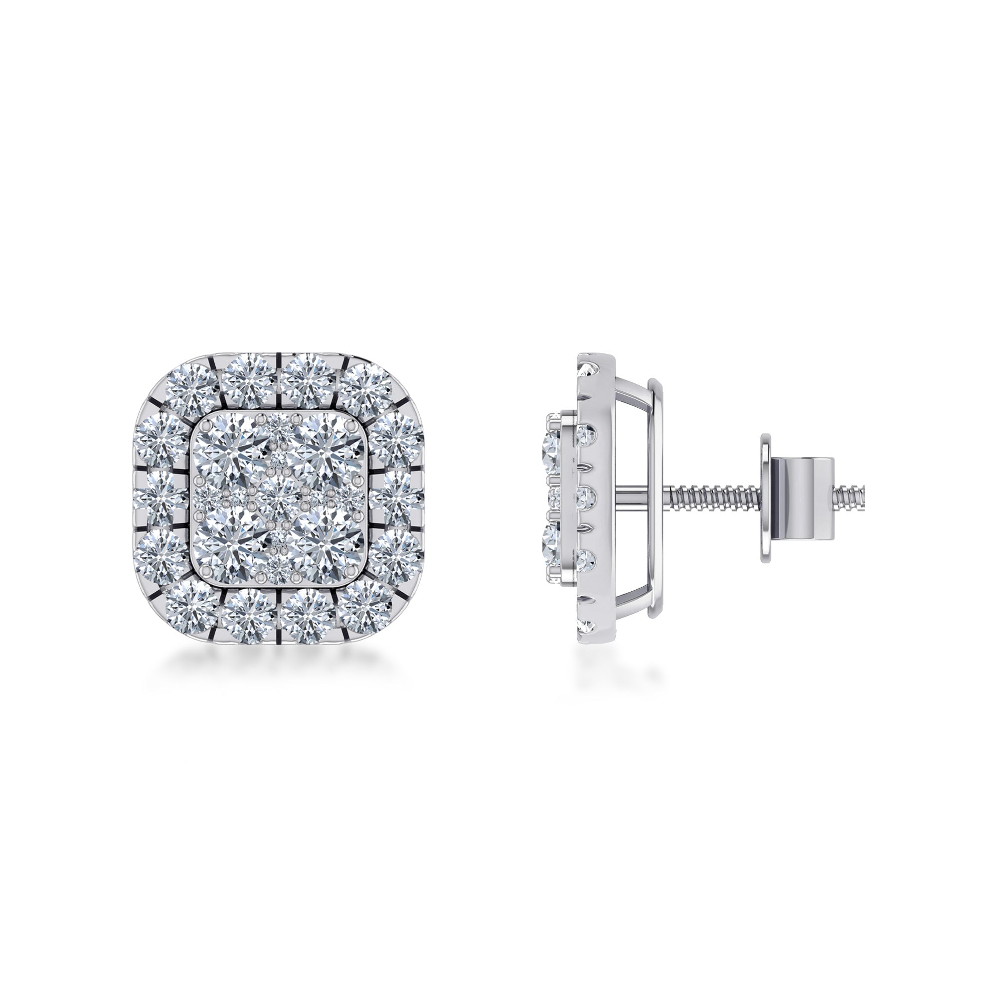 Luxury Cushion Cut Halo Lab Grown Diamond Earrings
