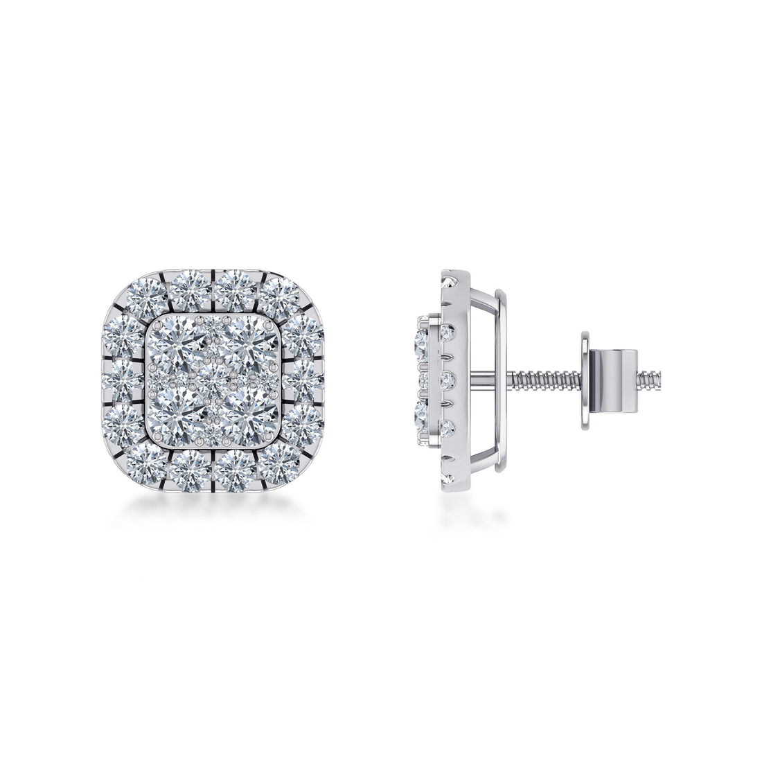 Luxury Cushion Cut Halo Lab Grown Diamond Earrings