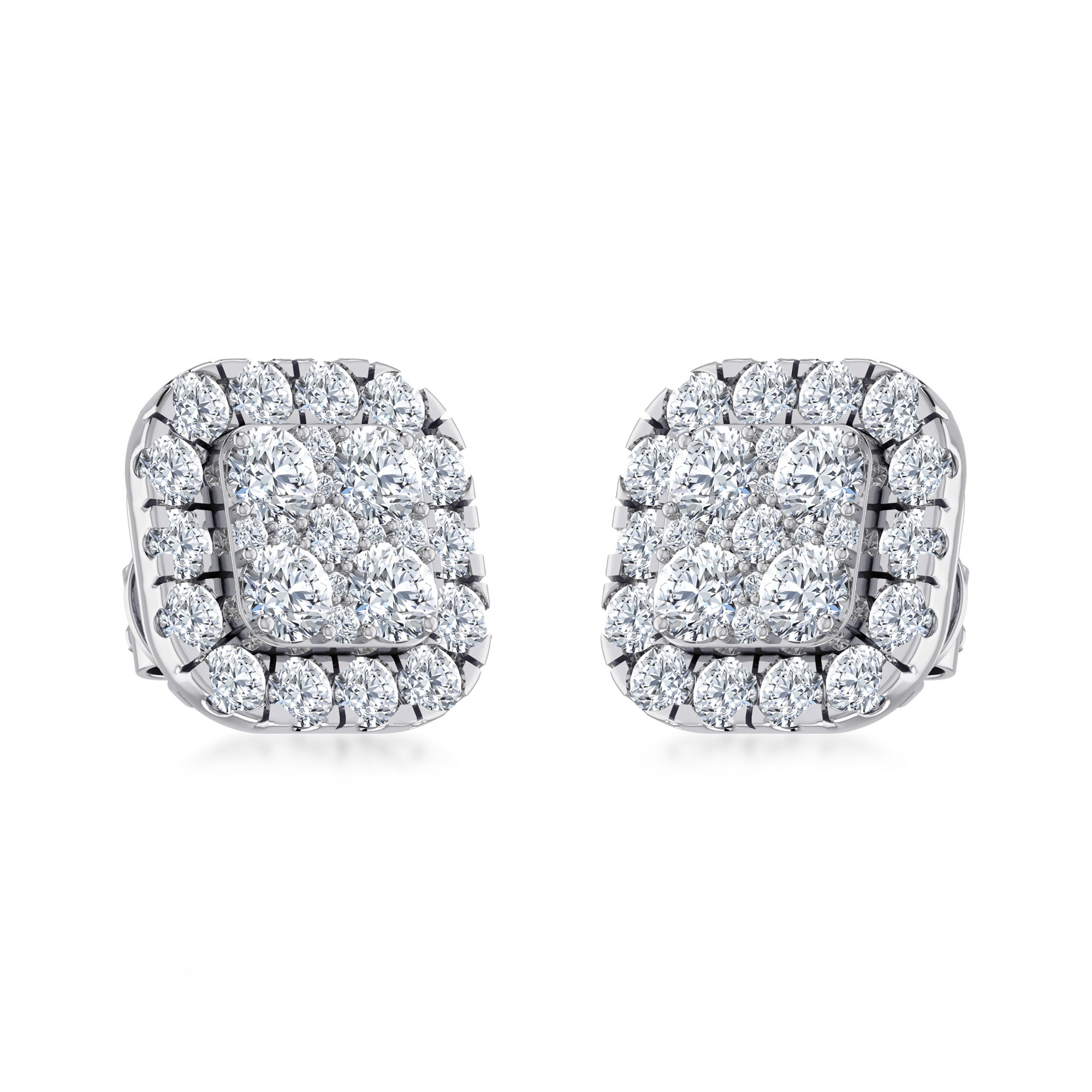 Luxury Cushion Cut Halo Lab Grown Diamond Earrings