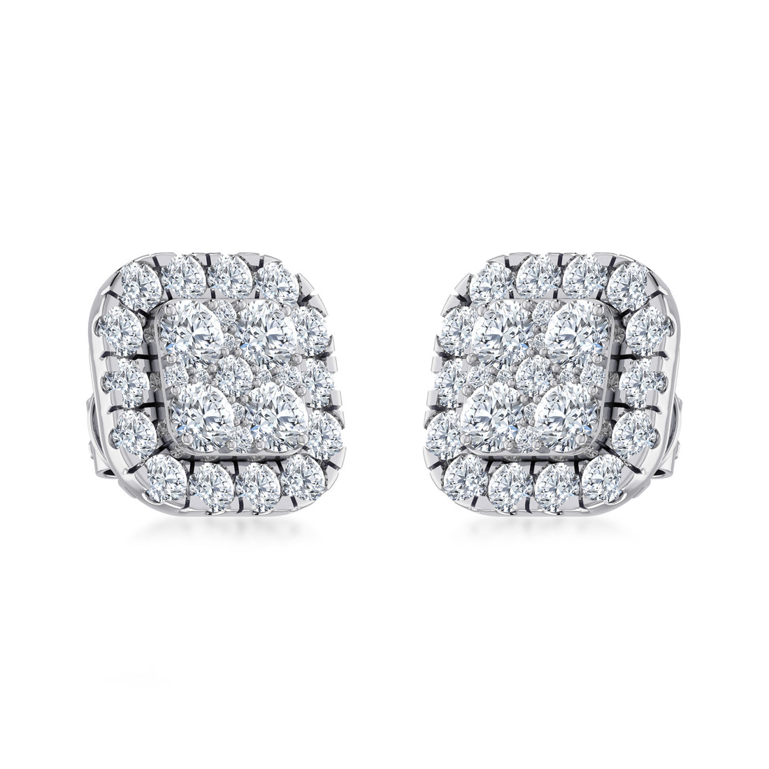 Luxury Cushion Cut Halo Lab Grown Diamond Earrings