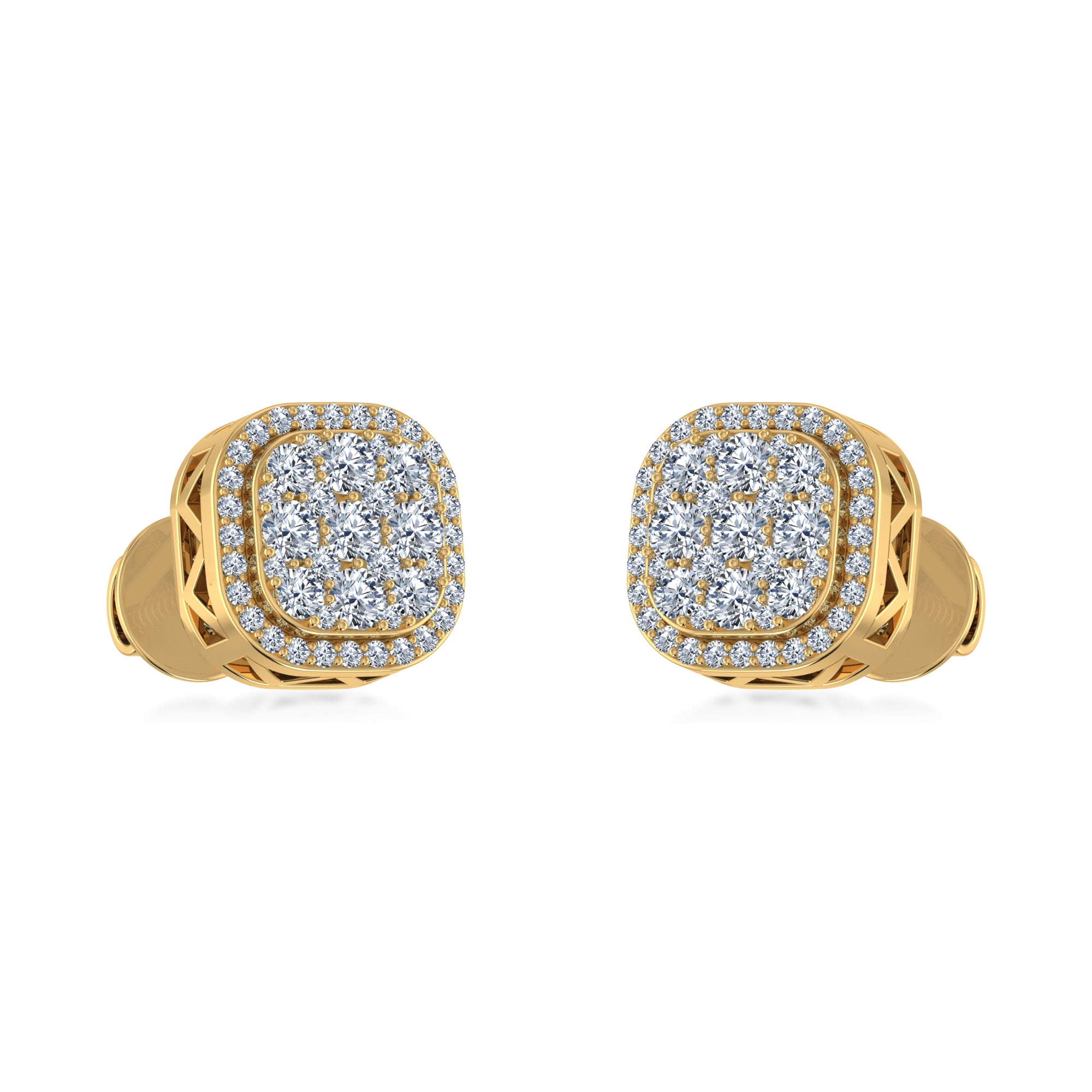 Luxury Cushion Cut Lab Grown Diamond Halo Stud Earrings 2