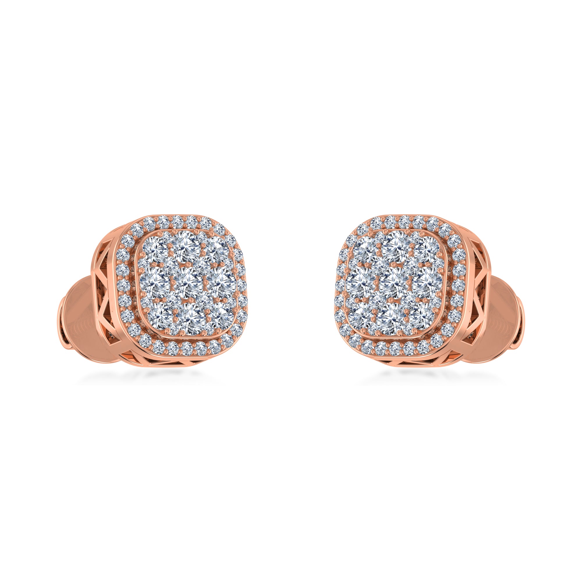 Luxury Cushion Cut Lab Grown Diamond Halo Stud Earrings 4