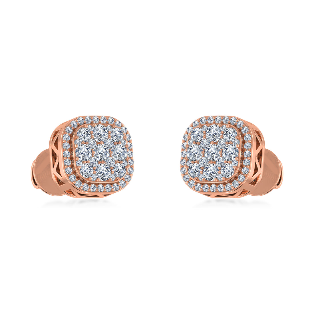 Luxury Cushion Cut Lab Grown Diamond Halo Stud Earrings 4