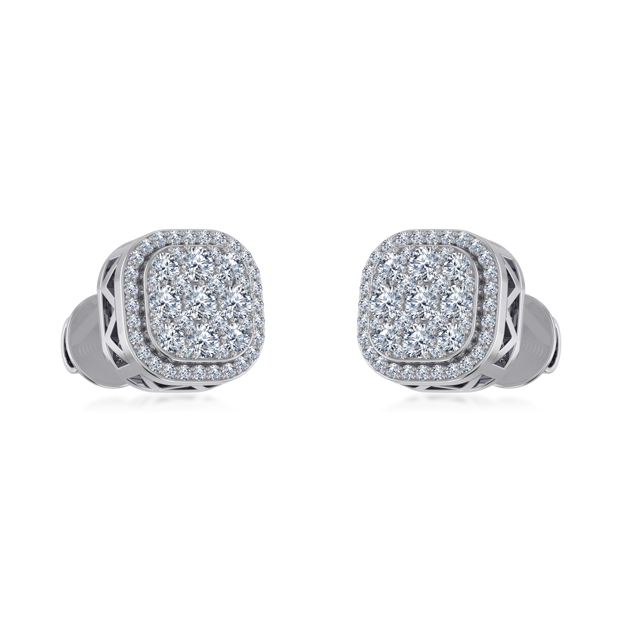 Luxury Cushion Cut Lab Grown Diamond Halo Stud Earrings 6
