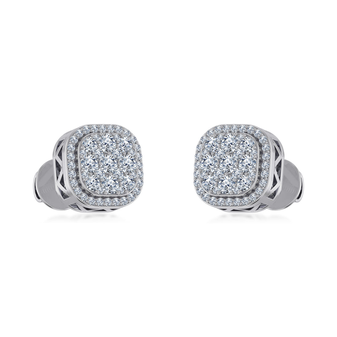 Luxury Cushion Cut Lab Grown Diamond Halo Stud Earrings 6