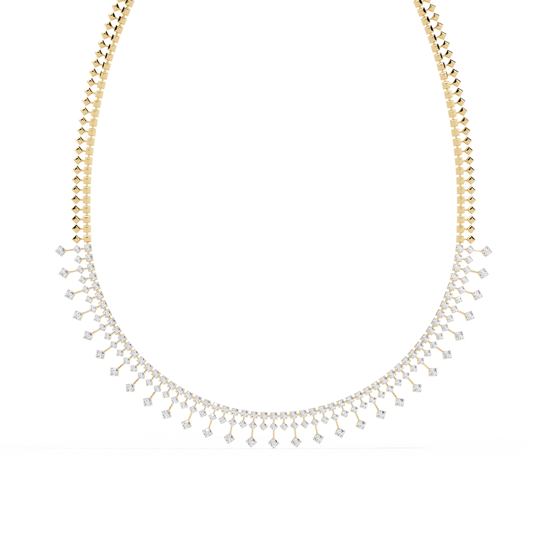Luxury Fringe Lab Grown Diamond Necklace – Wide Choker Style