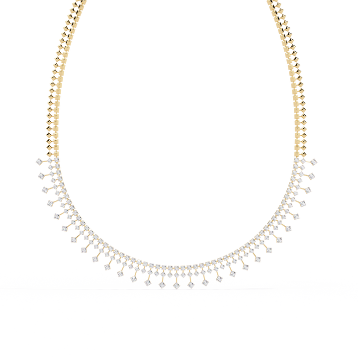 Luxury Fringe Lab Grown Diamond Necklace – Wide Choker Style