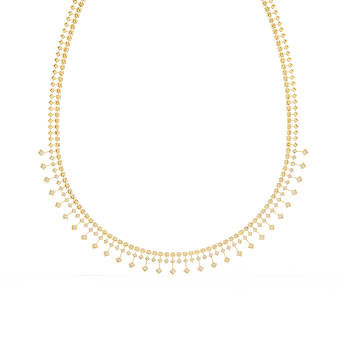 Luxury Fringe Lab Grown Diamond Necklace – Wide Choker Style