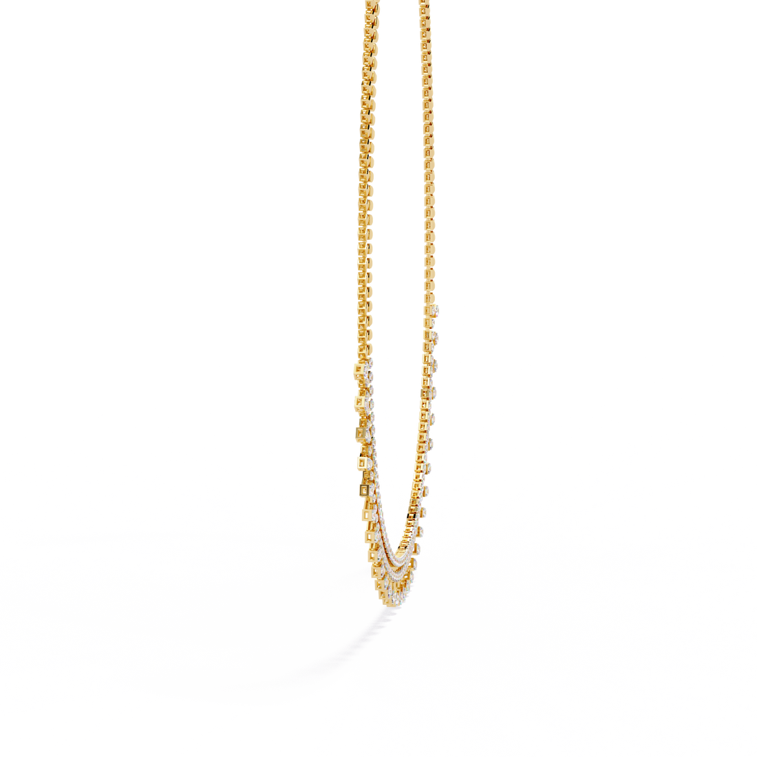 Luxury Fringe Lab Grown Diamond Necklace – Wide Choker Style