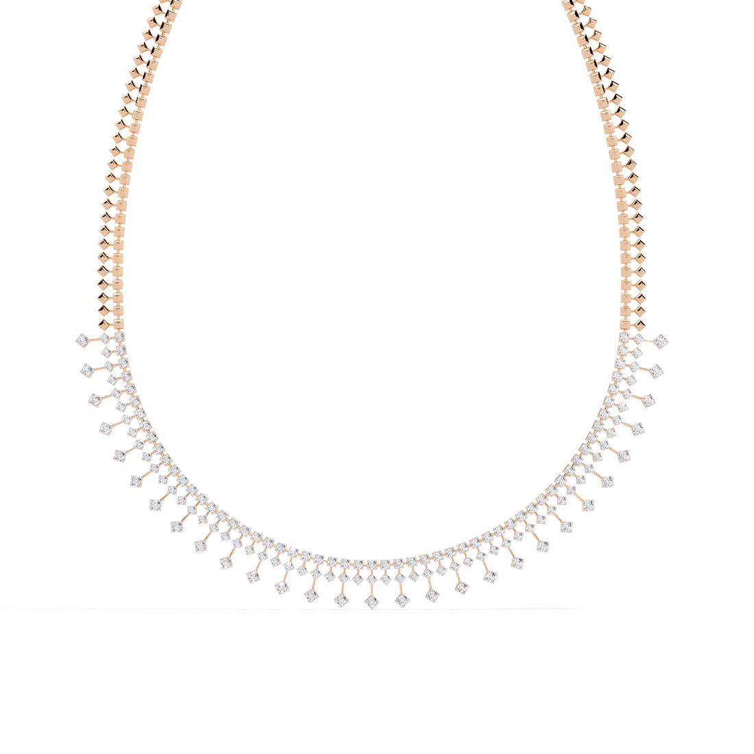 Luxury Fringe Lab Grown Diamond Necklace – Wide Choker Style