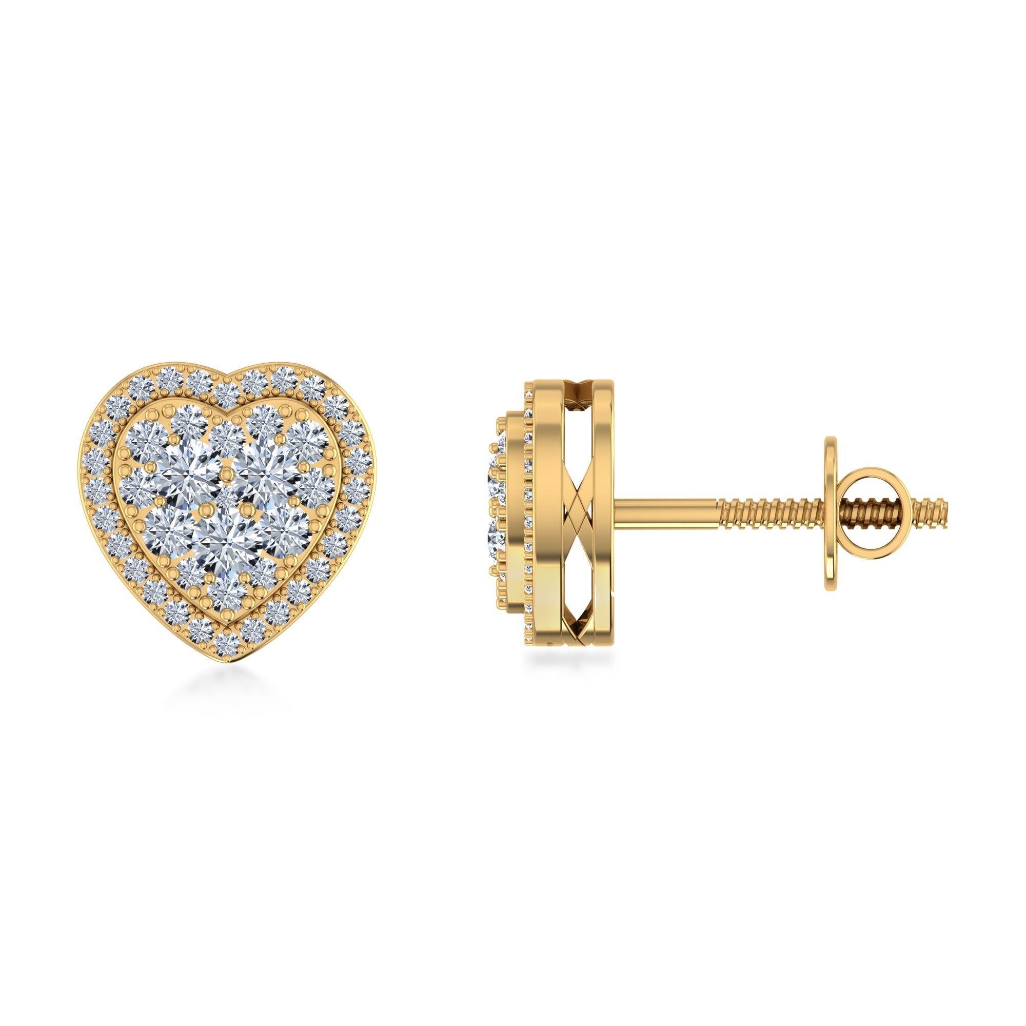 Luxury Heart-Shaped Lab Grown Diamond Halo Stud Earrings