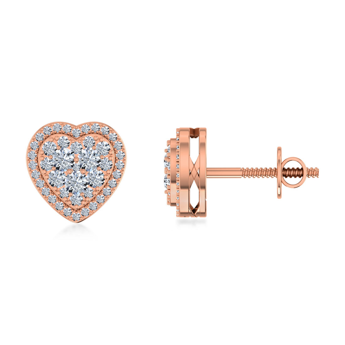 Luxury Heart-Shaped Lab Grown Diamond Halo Stud Earrings 3