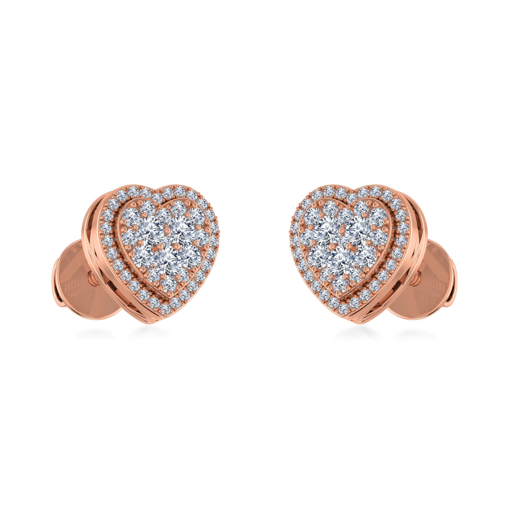 Luxury Heart-Shaped Lab Grown Diamond Halo Stud Earrings 4